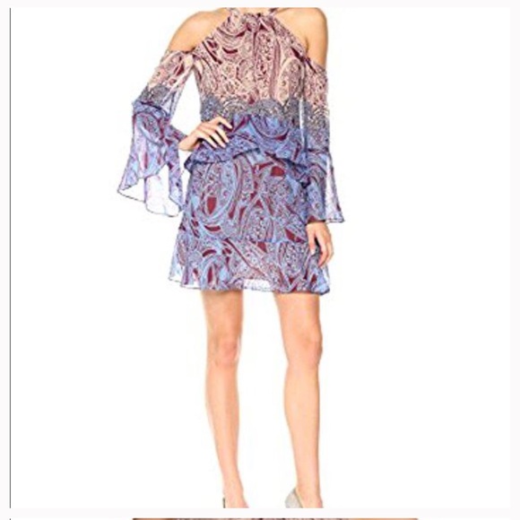 BCBGMaxAzria Dresses & Skirts - BCBGMaxazria silk dress  cold shoulder w sleeves